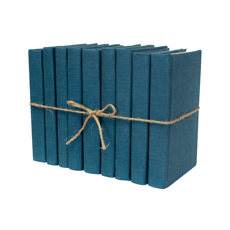 Livres décoratifs - Ensemble de livres en lin enveloppé Hunter - 1 pied de livres verts