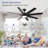 72 Inch 8-Blade Ceiling Fan With Led Light & Remote, Indoor Outdoor Modern Quiet Dc Fan, 6 Speed Reversible Dual Finish Ceiling Fan Compatible With Alexa Google