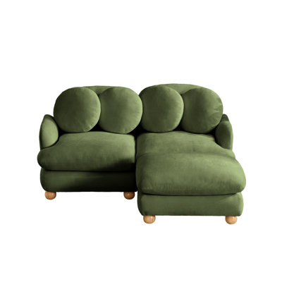 Canapé modulaire 68 po à 3 places avec repose-pieds mobile et 4 coussins ronds 68 po, vert olive