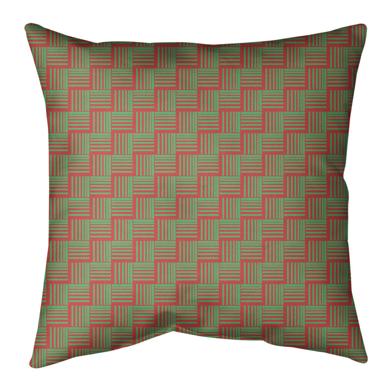 Housse et insert de coussin carré à chevrons, 26 po x 26 po, Vert foncé / rouge