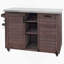 Armoire décorative avec plateau en acier inoxydable, îlot de cuisine extérieur avec table de barbecue pliable
