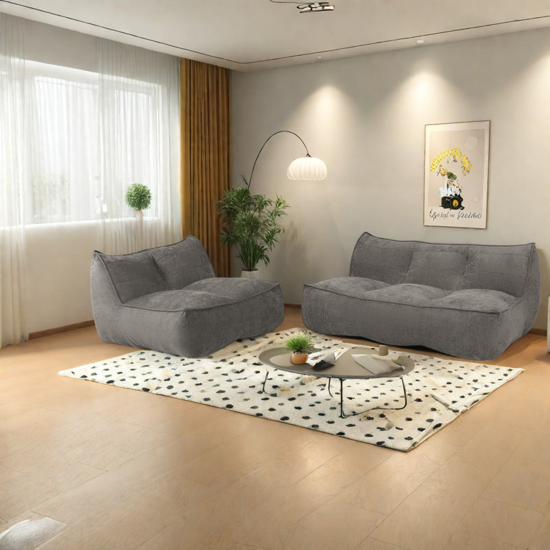 Canapés modulaires à compression, lin et coton brun, salon portable moderne pour la maison