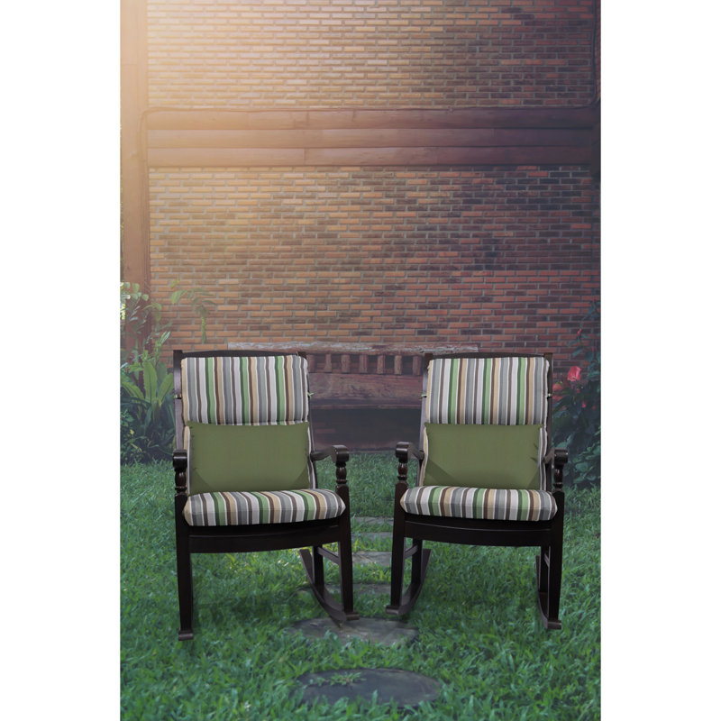 Casual Cushion Stripe Fabric 1-Piece Indoor/Outdoor Two Ply High Back/Recliner Cushion, 22"W x 46"L, Samuel Meadow