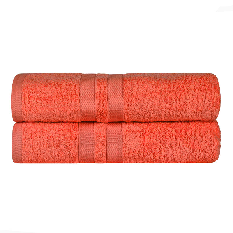 Rodivel Ultra-Soft 2-Piece 100% Cotton Bath Sheet Set, Tangerine