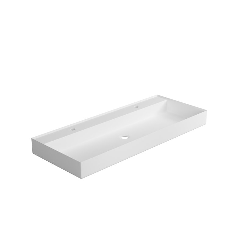 Lavabo de salle de bain, surface solide en résine de pierre, teinte blanc mat, profondeur de 47,78 po, largeur de 19,31 po, hauteur de 4,62 po, 55,03 lb, polyvalent pour différentes conceptions, résistance à long terme aux dommages, mur ou comptoir