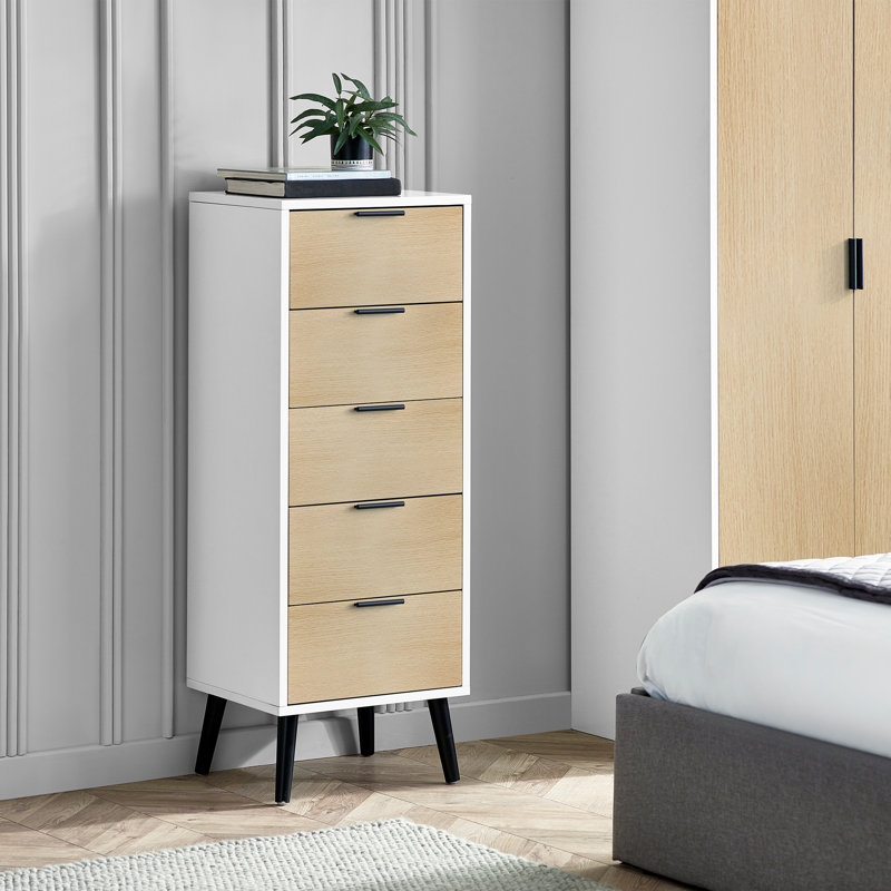 Mamani 45cm W 5 - Drawer Chest of Drawers,  White/Oak