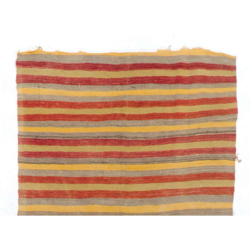 Tapis de couloir Nomadic 4x9,2 pi rayé jaune, rouge et gris, 100% laine