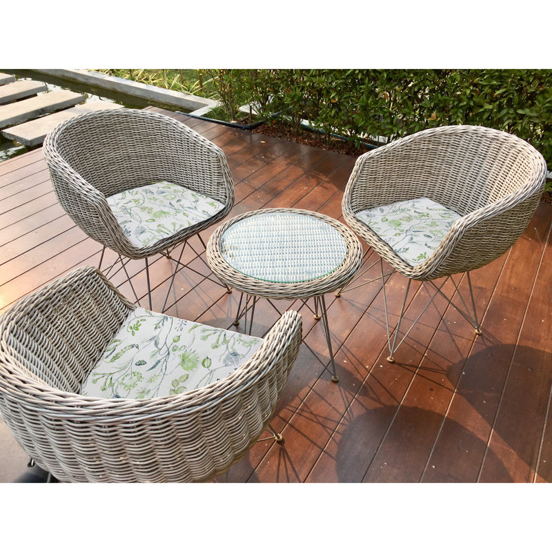 Light Green Polyester Outdoor Tufted Chair Pad Set