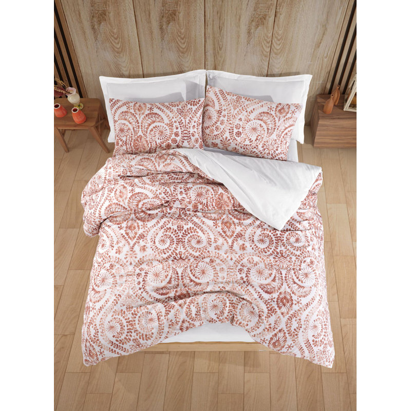Tile Red Single Quilt Cover Set, 55.1 x 78.7 inches | 65% Cotton / 35% Polyester, 120 Thread Count | Machine Washable, Envelope Pillowcase & Button Closure | Soft & Stylish Bedding for Comfort and Elegance