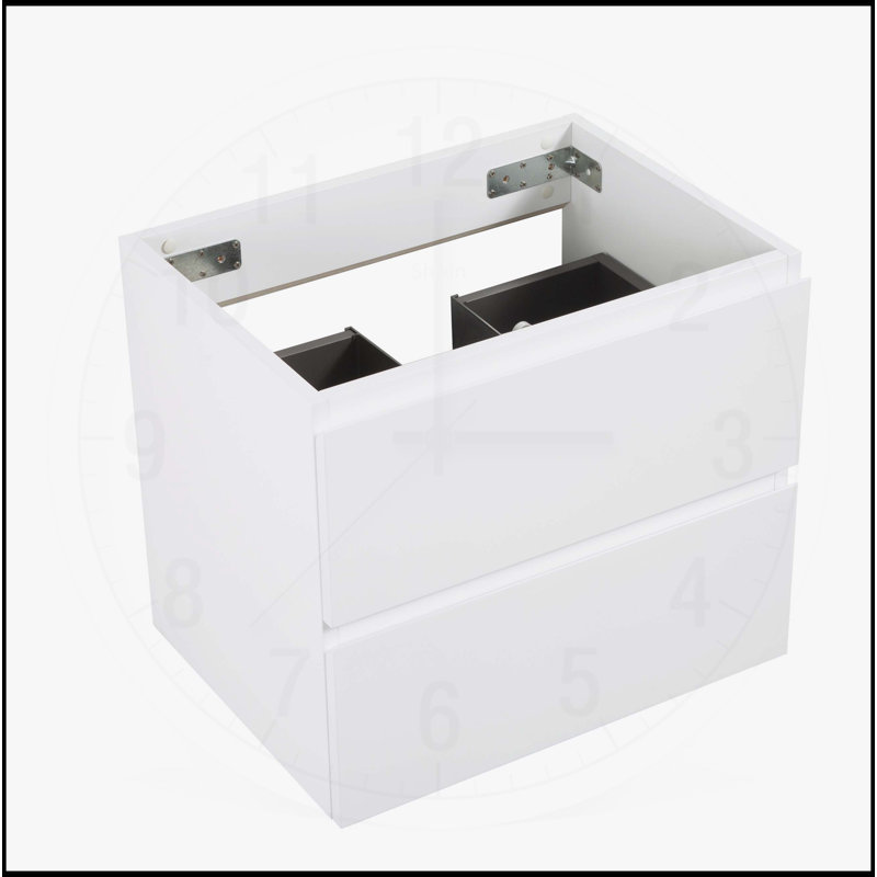 Meuble-lavabo mural avec tiroirs doubles SANS lavabo, Blanc, H 20,5 po x l 23,8 po x P 17,9 po
