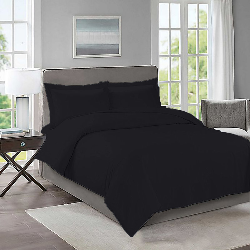 Ensemble de housse de couette en microfibre, Housse de couette très grand et 2 taies, Noir