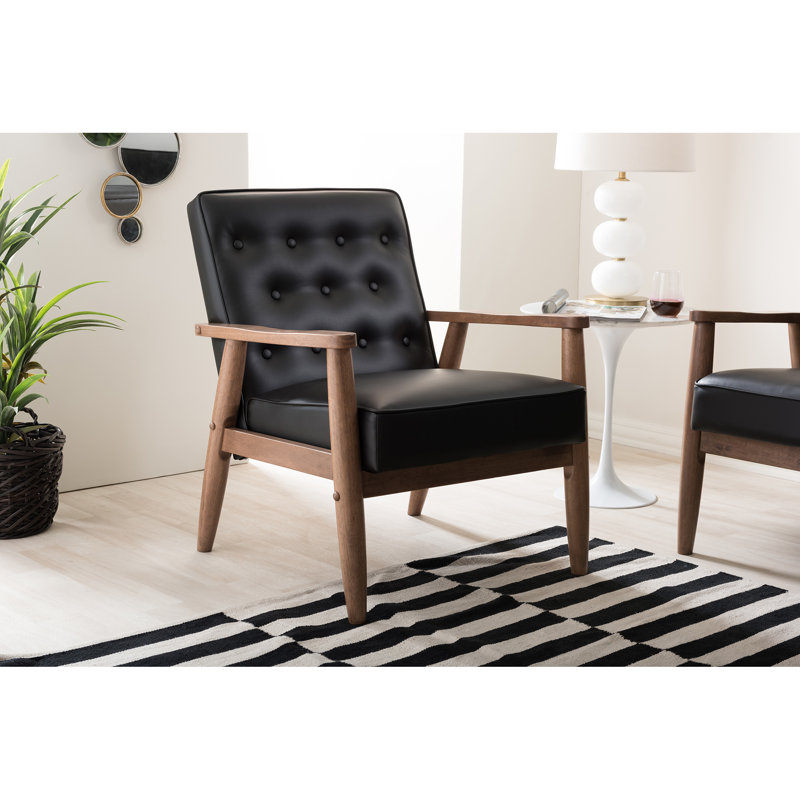 Faux Leather Armchair, Black Faux Leather