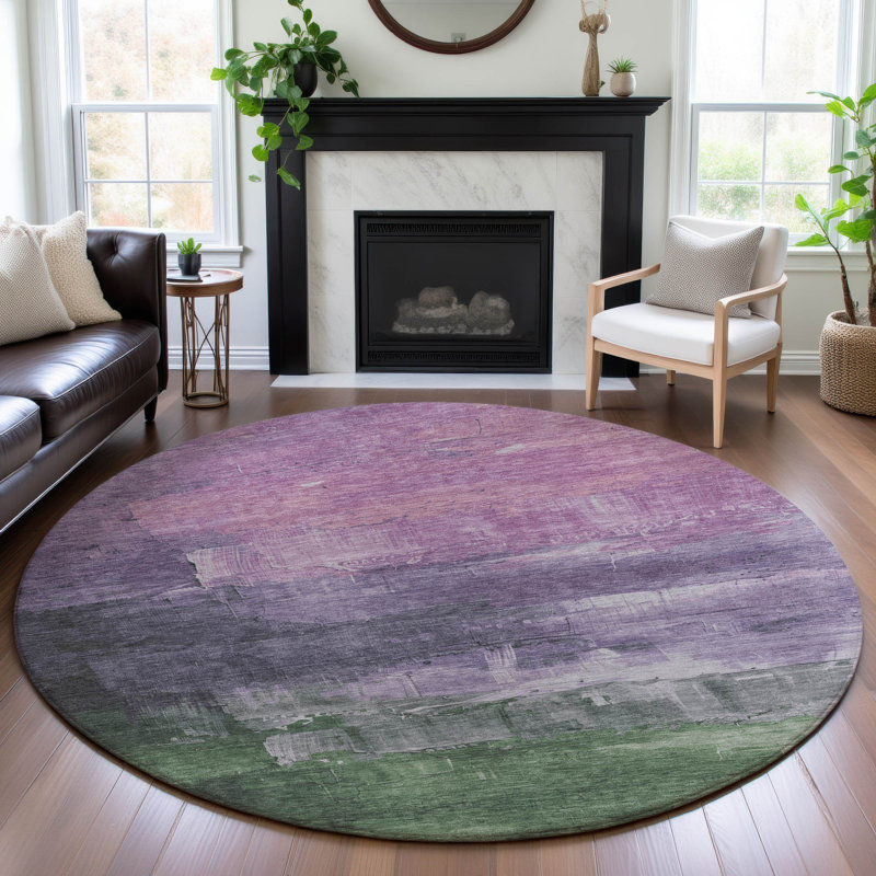 Premium Machine Washable Elize AMF1473 Abstract Rug, Round 8'