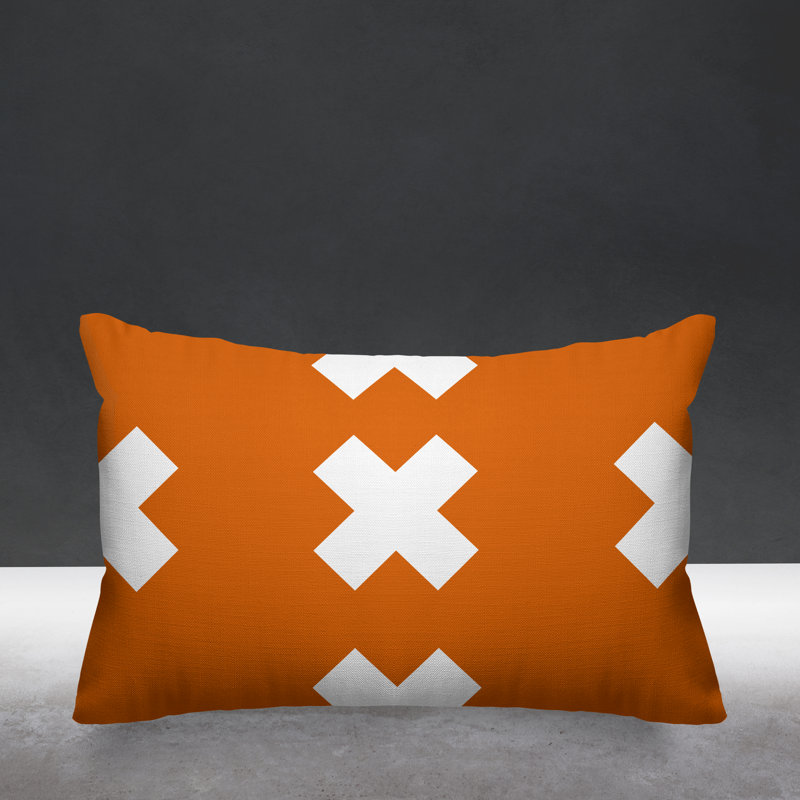 Coussin intérieur / extérieur Luella, Orangé, 14 po x 20 po, Rectangle