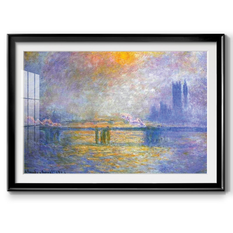 Charing Cross Bridge, The Thames 02, 1903, reproduction d'art encadrée, Noir, H 19 po x l 27 po x P 1,5 po
