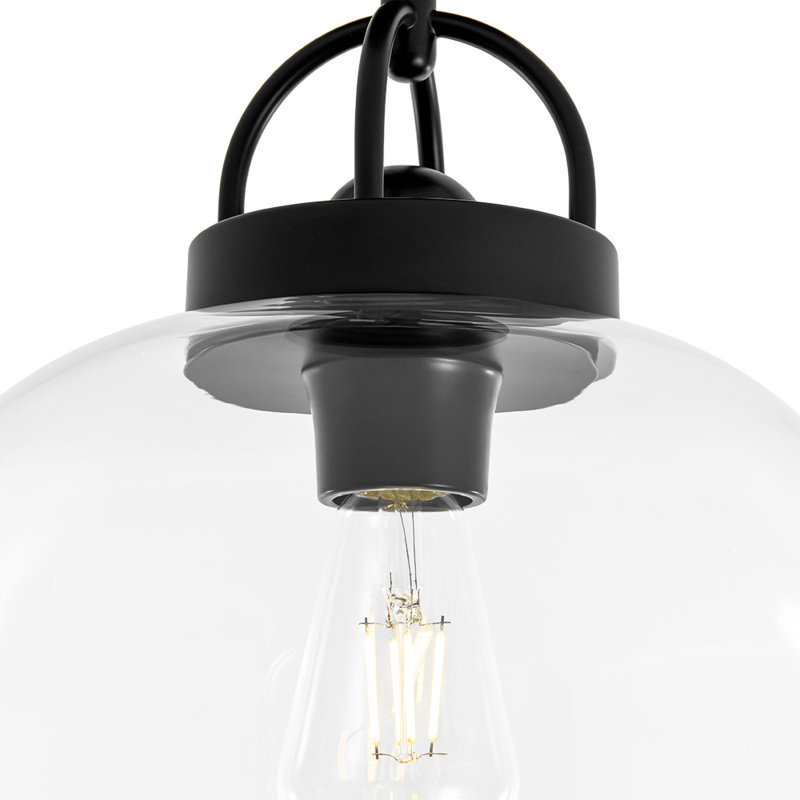 1 - Light Clear Glass Dome Shade Semi Flush Mount, Matte Black