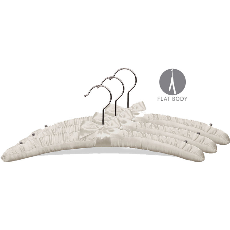 Satin Non-Slip Standard Hanger for Delicates, Ivory