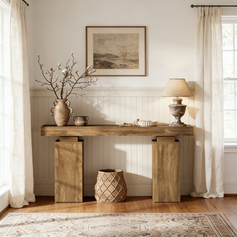 63" Farmhouse Wood Console Table, Entryway & Hallway Sofa Table