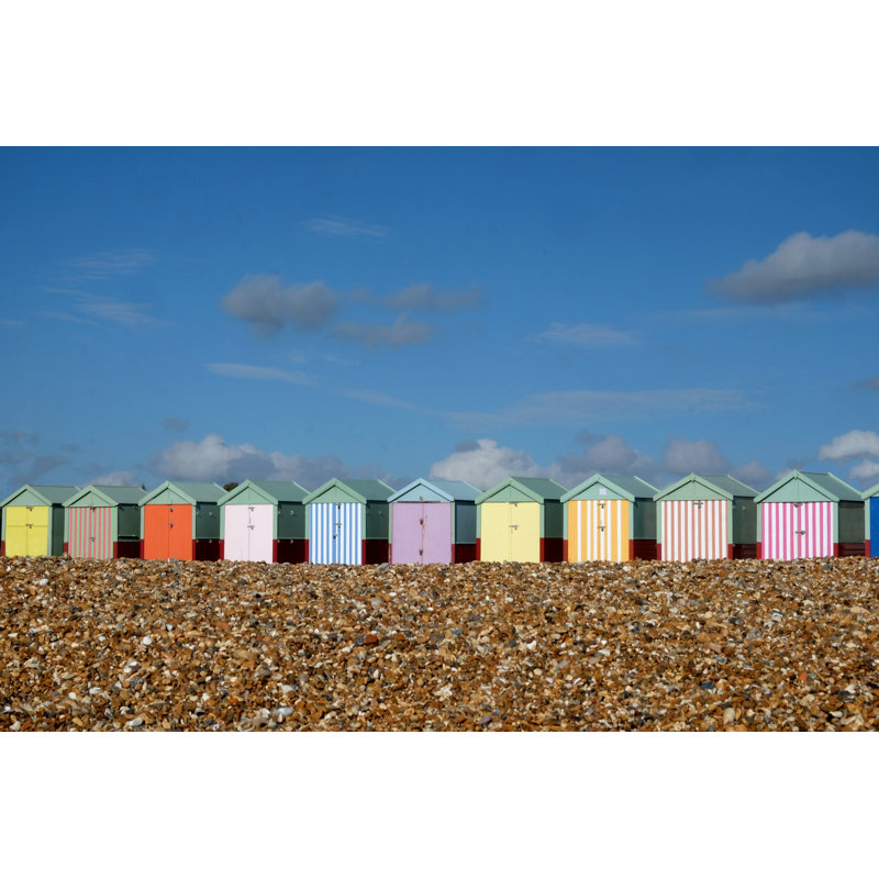 Colourful Beach Huts - Wrapped Canvas Print, 30cm H x 46cm W