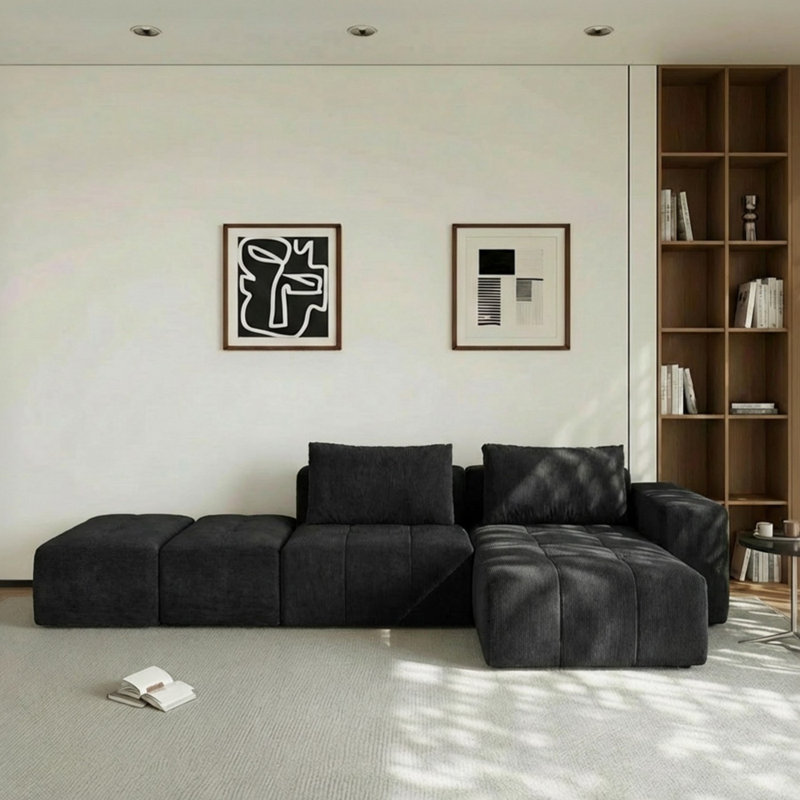 Modern Upholstered Boneless Sectional Sofa, Free Combination Cloud Sectional Couch With L-Shape Chaise, No Assembly Required