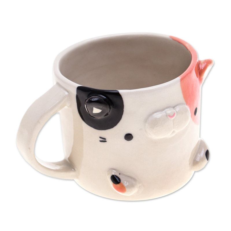 Trinx Handmade Calico Morning Ceramic Mug