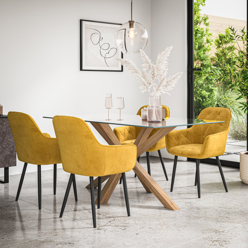 Ailla 4 - Person Dining Set, Mustard