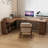 Nut-brown L-Shaped Solid Wood desks-107466483-107466479