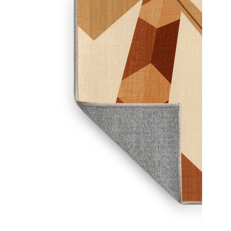 Machine Washable Oyan Sugarcane Global Inspired Geometric Rug in Brown – Beige Binding, 8x10