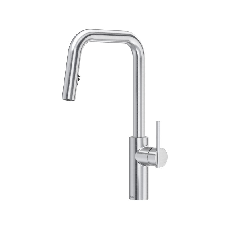 Robinet de cuisine latéral escamotable avec bec en U, Acier inoxydable