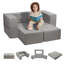 Canapé modulaire pour enfants 4 pièces, canapé-lit pour tout-petit et mobilier de salle de jeu modulaire avec housse amovible, gris