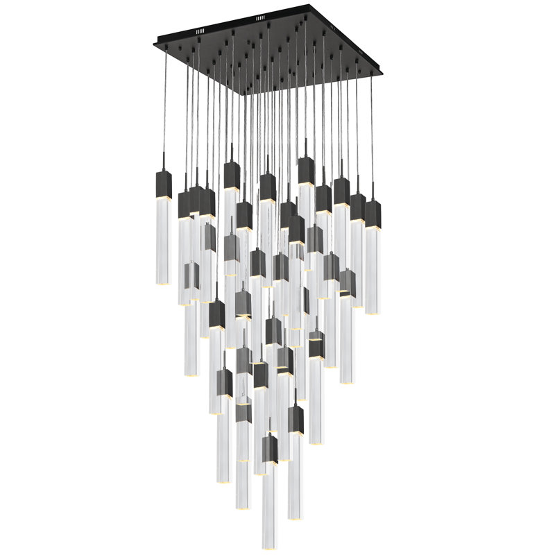 Matte Black Crystal LED 41-Light Tiered Chandelier