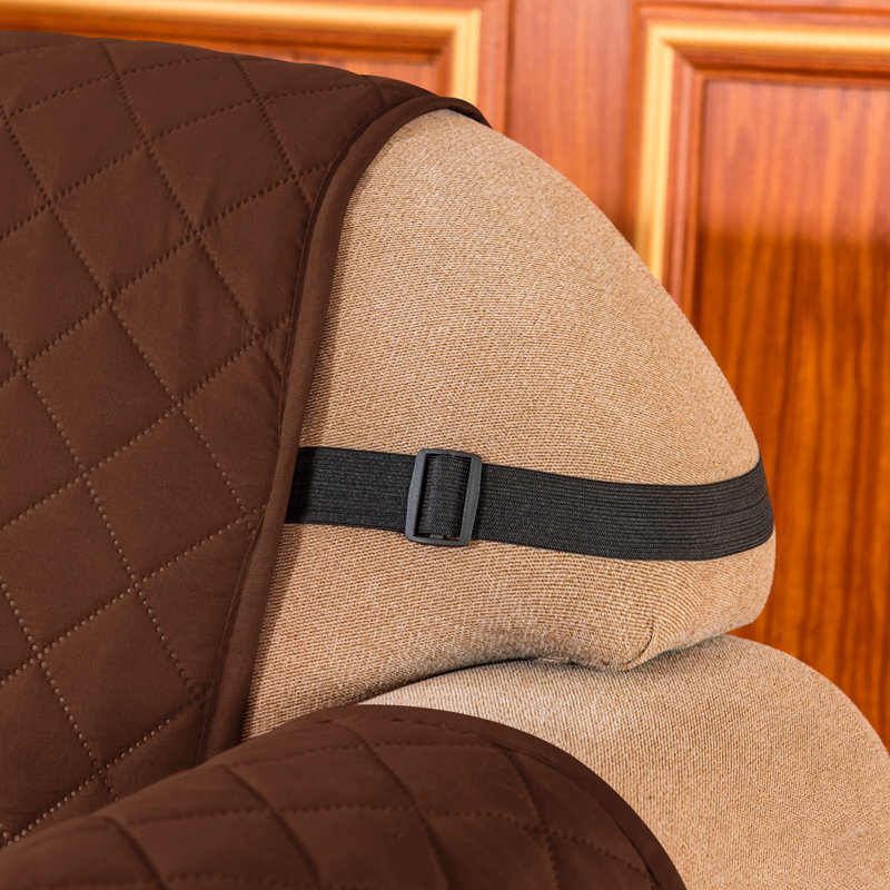 Quilted Reversible with Pockets and Adjustable Strap Armchair Slipcover, Chocolate