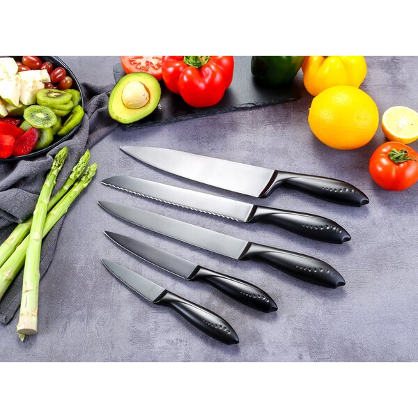  Knife Set, 21 Pieces Kitchen Knife Set with Block Wooden,  Germany High Carbon Stainless Steel Professional Chef Knife Block Set,  Ultra Sharp, Forged, Full-Tang (Black): Home & Kitchen