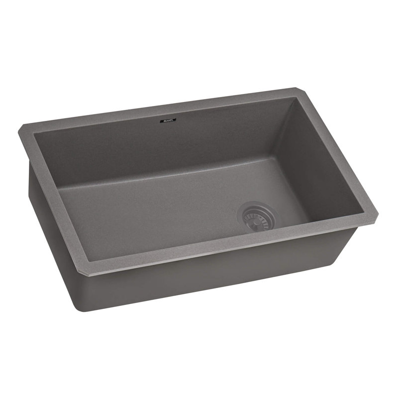 Ruvati 32 x 19 inch epiGranite Undermount Granite Composite Quartz Single Bowl Kitchen Sink - Urban Gray