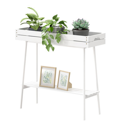 Wane Plant Table Indoor, 2 Tier Bamboo Plant Stand by 17 Stories
