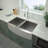 33'' L x 20'' W Farmhouse Stainless Steel 50/50 Double Bowl Kitchen Sink with Sink Grid and Stariner-123123904