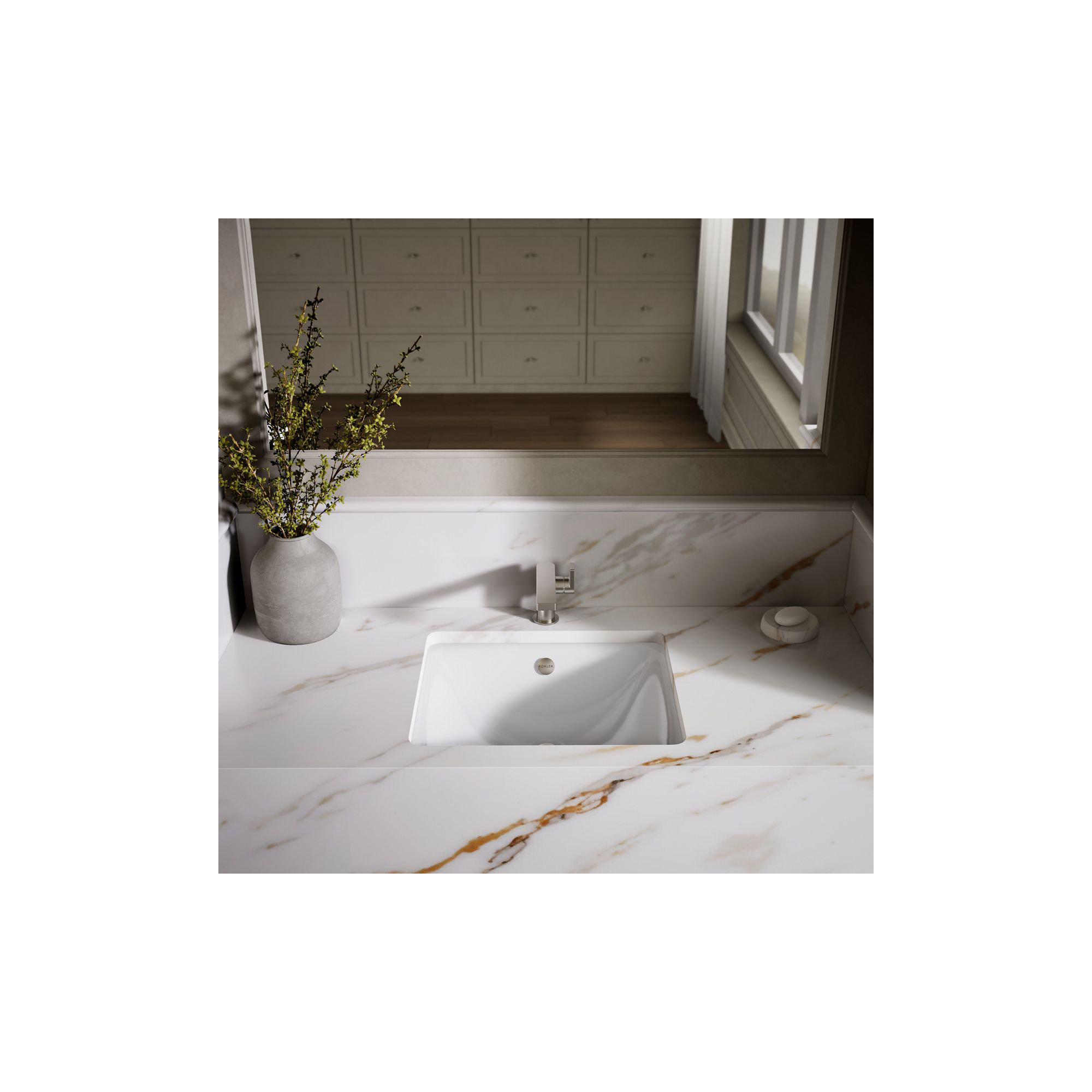 Iron Plains Dual-Mount Bathroom Sink, White
