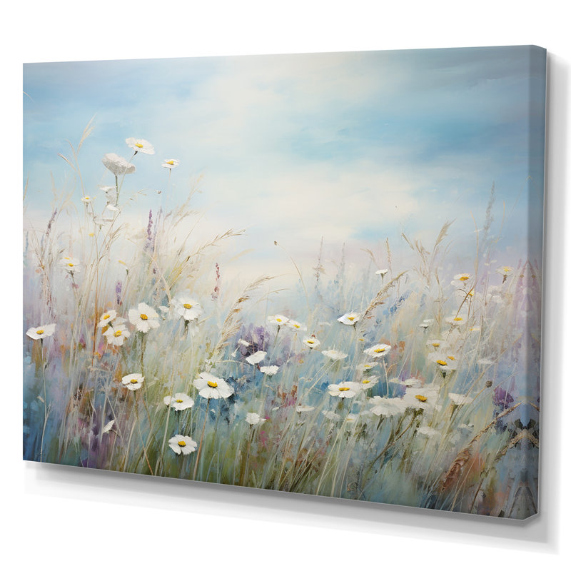 «White Wildflowers Whispering Breeze I», reproduction sur toile, H 12 po x l 20 po x P 1 po, Toile tendue