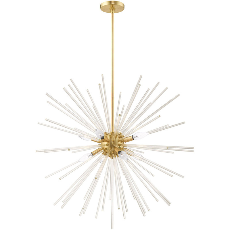 Lustre sphérique spoutnik à 8 lumières Ryzen, Laiton satiné, H 13 po x l 20 po x P 19 po