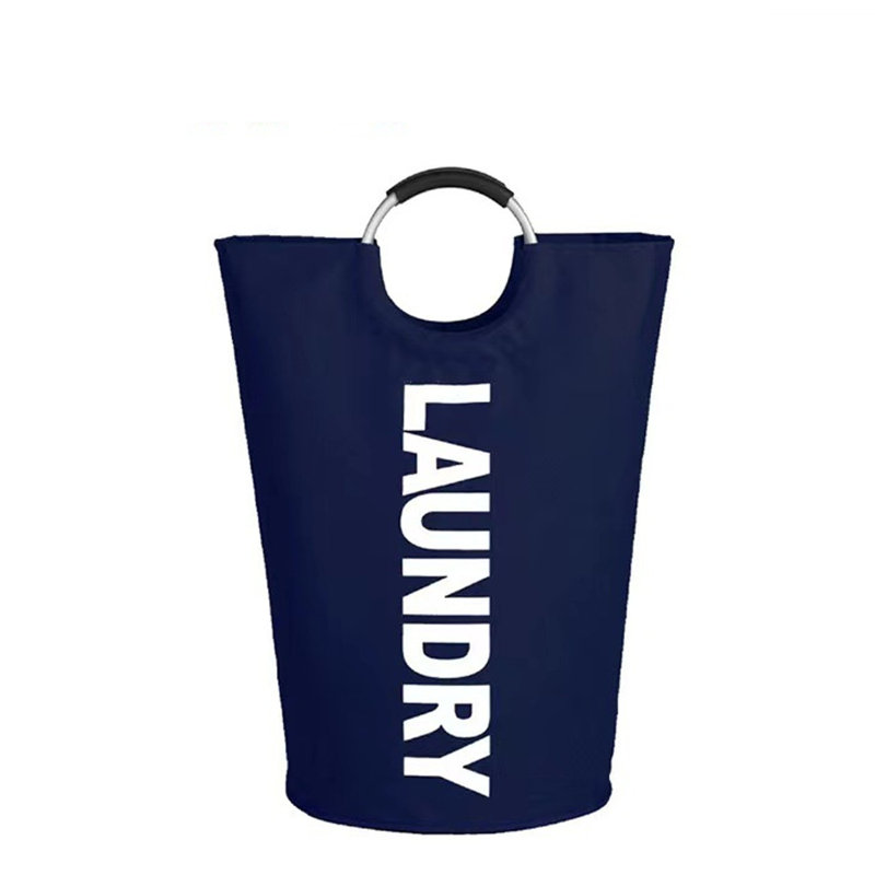 Laundry Basket 115 L Foldable Fabric With Handle Black, Dark Gray