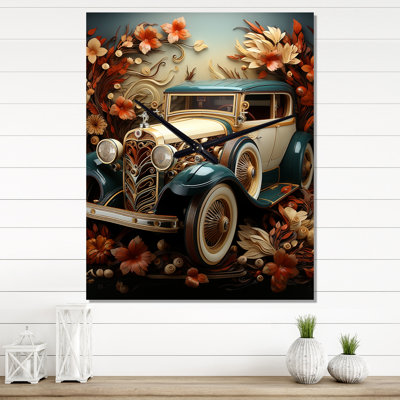 1930S Vintage Car Nostalgia Collage  Car Vintage Vintage Wall Clock
