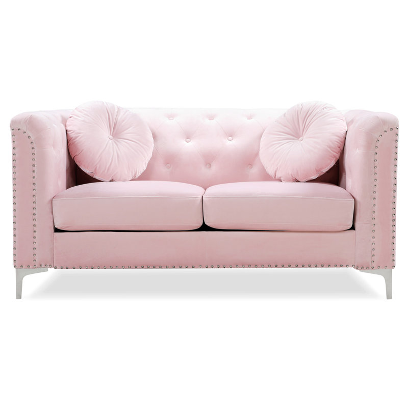 Causeuse de réception en tissu Marliz, Rose