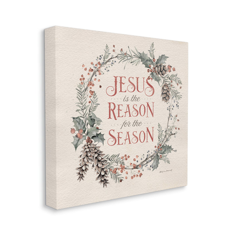 Couronne de Noël Jésus Raison de la saison des Fêtes, Toile tendue, H 30 po x l 30 po