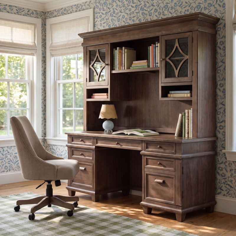 Alderton Solid Wood Credenza Desk with Power Outlet