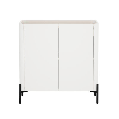 Abbey 32" Accent Cabinet with Adjustable Shelves and Metal Legs in Maple and Off White
