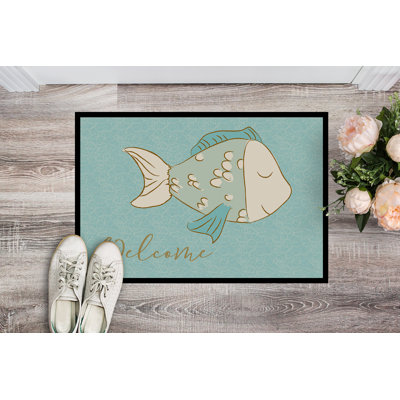« fish welcome 36 po x 24 po » tapis de porte extérieur antidérapant