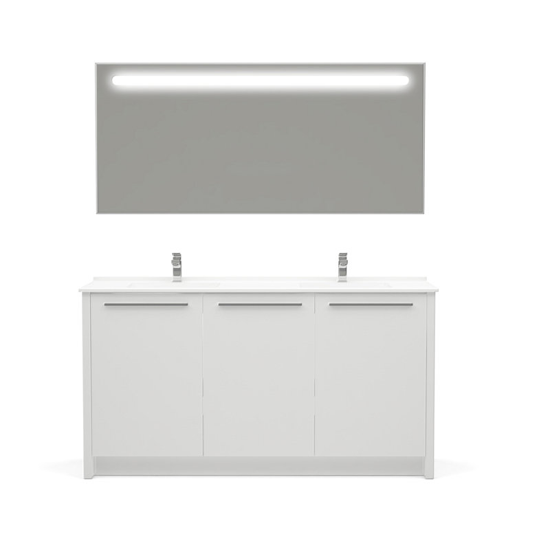 Ensemble de meuble-lavabo double 63 "avec miroir 63"