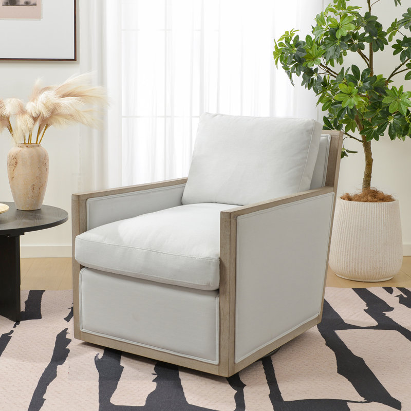 Fauteuil pivotant rembourré 27 po, Lin ivoire