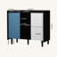 Buffet de cuisine noir avec grand espace de rangement ouvert, 2 tiroirs et armoire fermée, multi-usage pour salle à manger / bureau / salon, panneau de fibres à densité moyenne de haute qualité, assemblage facile-551229167