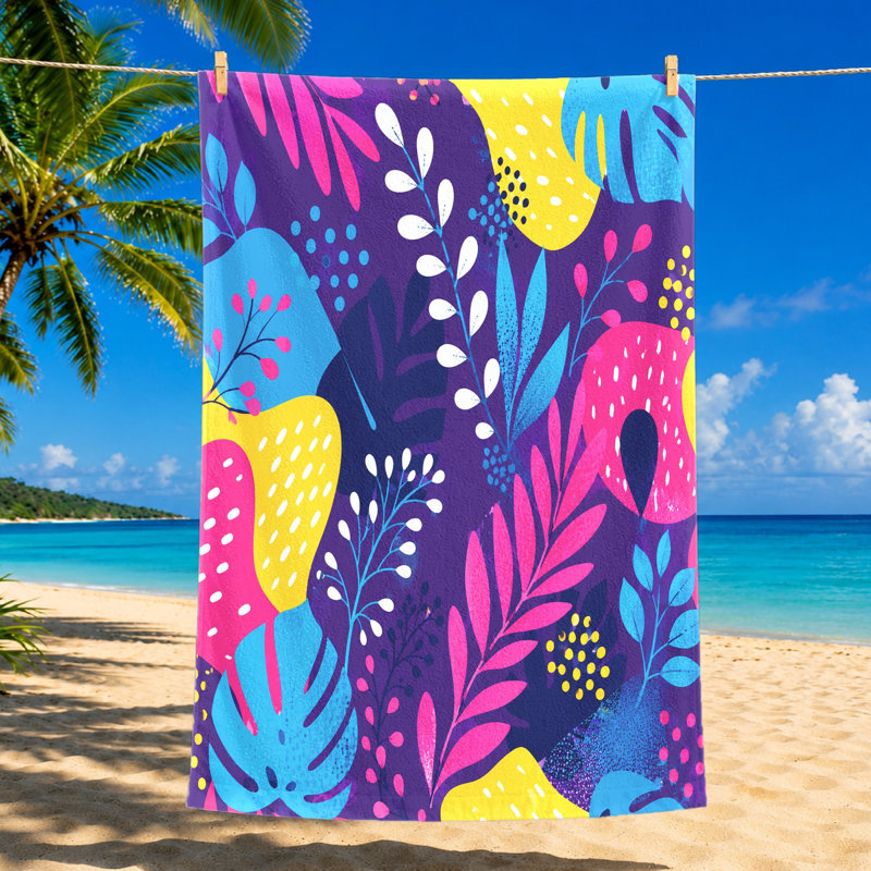 Serviette de plage à feuille tropicale 1Pcs